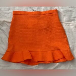 Cute Zara Vibrant Orange Mini Skirt with Ruffle Hem